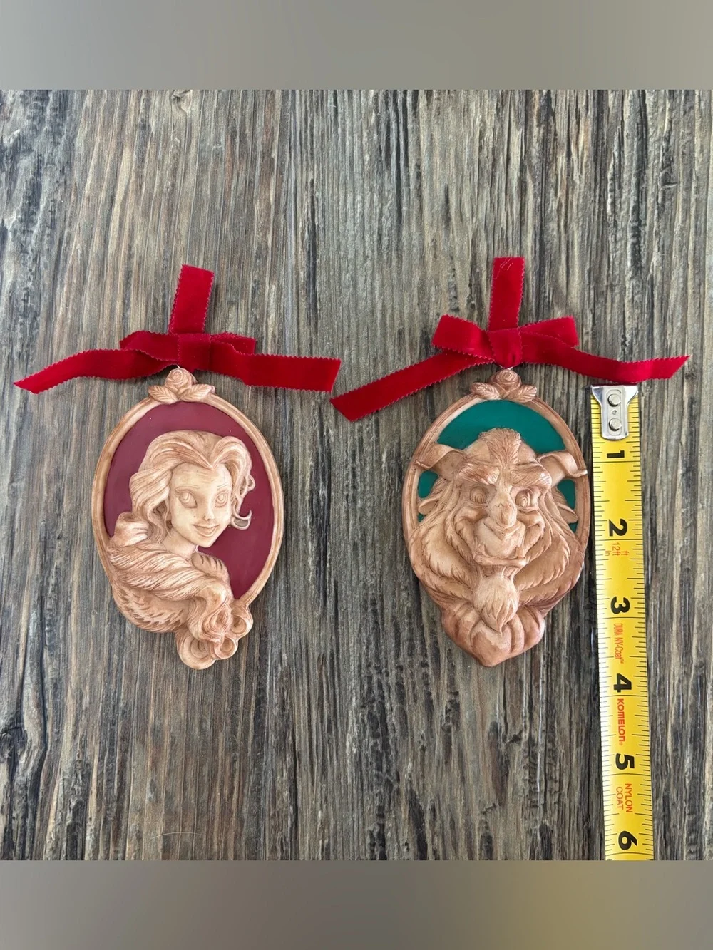 Vtg Applause Disney Beauty & The Beast Enchanted Christmas Cameo Ornament Set